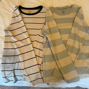 J. Crew Kids Long Sleeve Tees - Black and White, and Gray with Bluish Stripes
